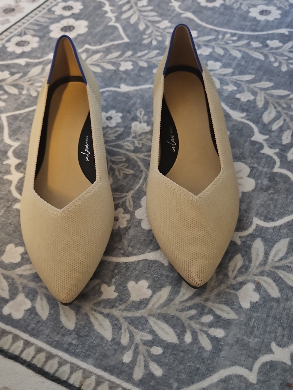 Rothy's A New Day Pointed Toe Block Heel Flats in Beige Like New